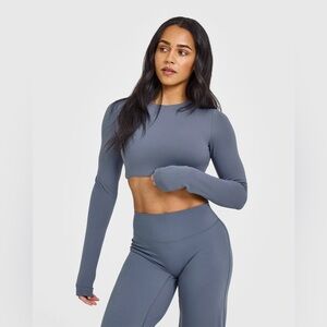 Oner Active SoftMotion™ Long Sleeve Crop Top | Granite Blue - M